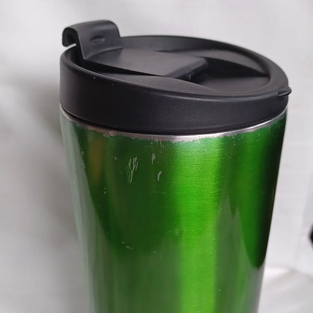 Starbucks 2014 Mirror Green Embossed Siren 16 Oz. Metal Travel Tumbler - Picture 5 of 15